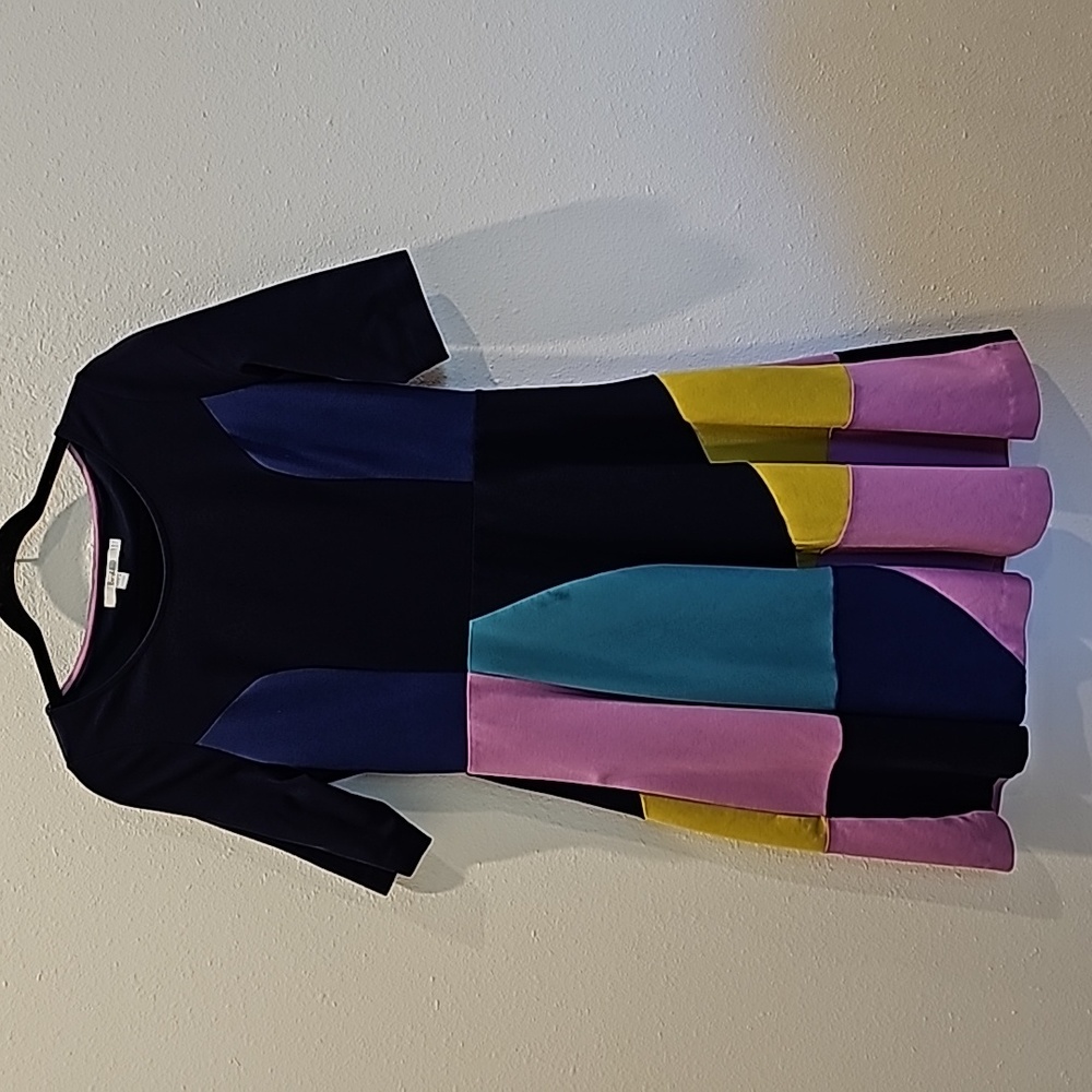 Boden Alice Ponte Women's 10 Navy Blue Color Block Fit & Flare Dress
